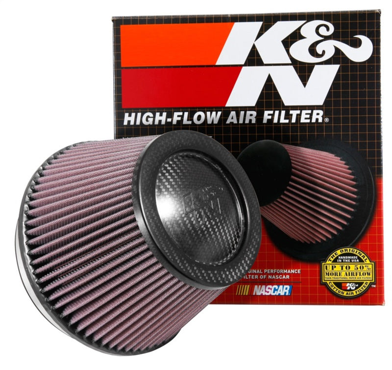 K&N Universal Carbon Fiber Filter 6in Flange / 7-1/2in OD-B / 5-1/8in OD-T / 5in H-Air Filters - Universal Fit-Grocery Getter Performance