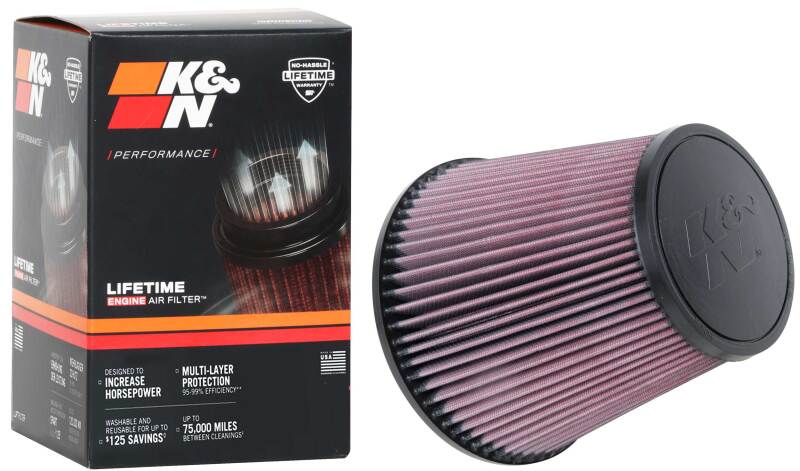 K&N Universal Clamp-On Air Filter 3-7/8in FLG / 7-1/2in B / 5in T / 7in H-Air Filters - Universal Fit-Grocery Getter Performance