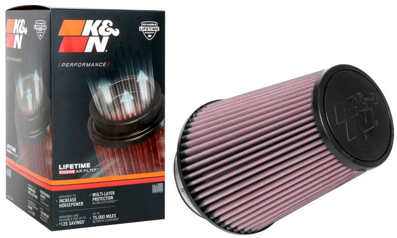 K&N Universal Clamp-On Air Filter 4in FLG / 6-1/2in B / 4-1/2in T / 8in H-Air Filters - Universal Fit-Grocery Getter Performance