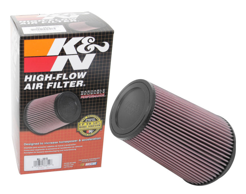 K&N Universal Clamp-On Air Filter 5in FLG / 6-1/2in B / 4-3/8in T / 8-3/4in H-Air Filters - Universal Fit-Grocery Getter Performance