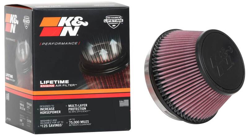 K&N Universal Clamp-On Air Filter 6in FLG / 7-1/2in B / 5-1/8in T / 4in H-Air Filters - Universal Fit-Grocery Getter Performance