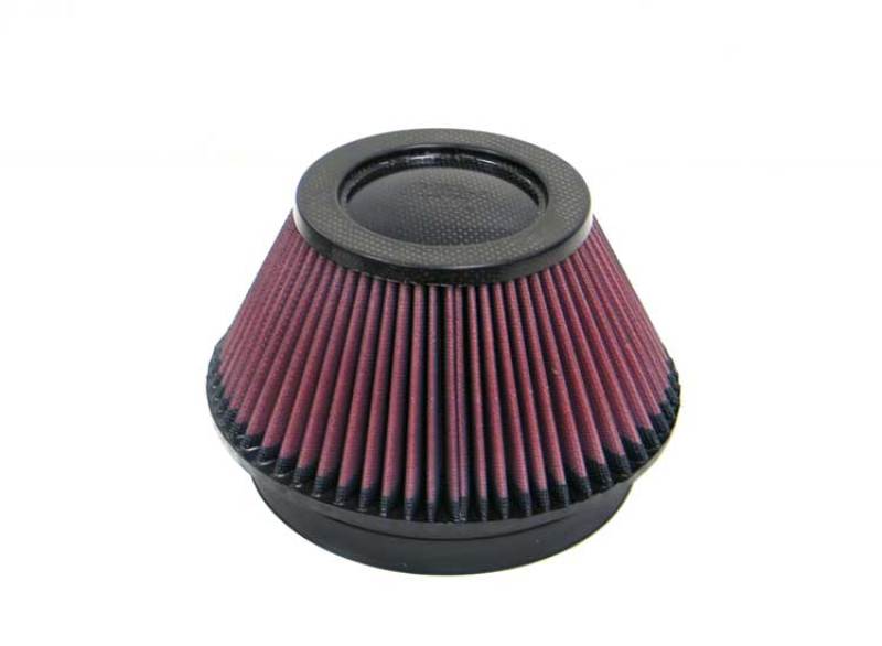 K&N Universal Round Tapered Carbon Fiber Air Filter 6in Flg ID Centered/7.5in B OD/4.5in T OD/4in H-Air Filters - Universal Fit-Grocery Getter Performance