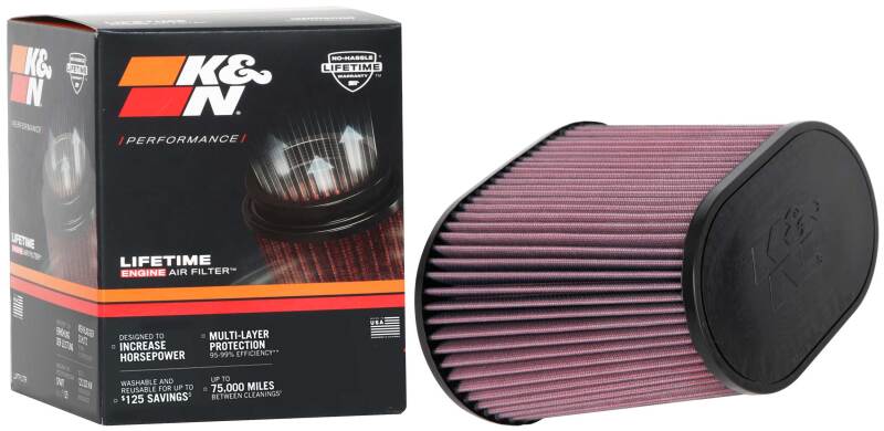 K&N Universal Rubber Filter 4in FLG 9IN x 5-3/4IN B / 7 x 4-1/2IN T / 7-1/2IN H-Air Filters - Universal Fit-Grocery Getter Performance