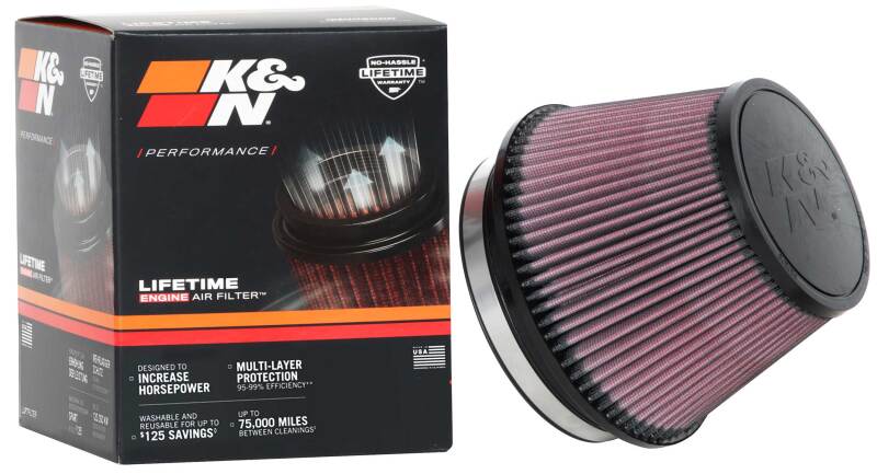 K&N Universal Tapered Filter 6in Flange ID x 7.5in Base OD x 5in Top OD x 5in Height-Air Filters - Universal Fit-Grocery Getter Performance