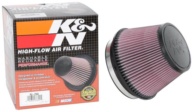 K&N Universal Tapered Filter 6in Flange ID x 7.5in Base OD x 5in Top OD x 5in Height-Air Filters - Universal Fit-Grocery Getter Performance