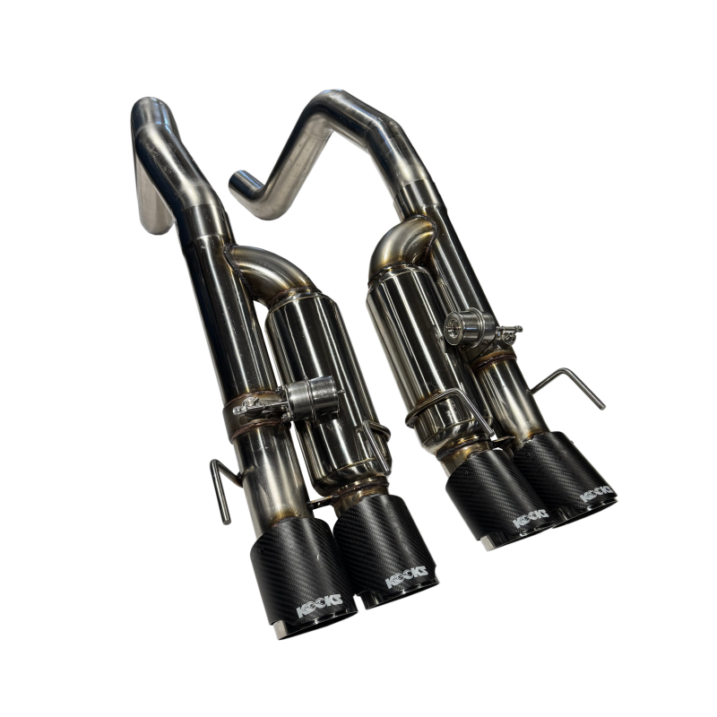 Kooks 09-13 Chevrolet Corvette Z06/ZR1 3in. Valved Axle-Back Exhaust w/ CF Tips-Axle Back-Grocery Getter Performance