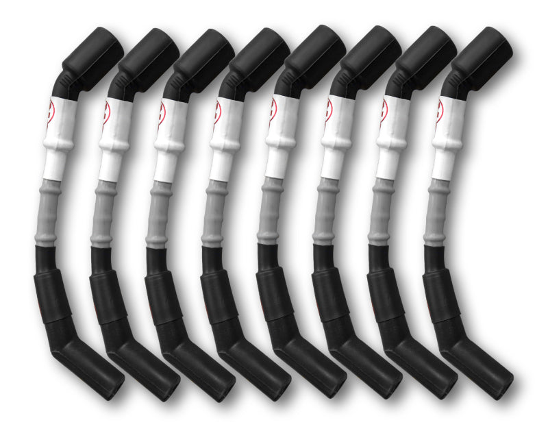 Kooks 10mm Spark Plug Wire - Grey w/Black Boots (Set of 8)-Spark Plug Wire Sets-Grocery Getter Performance