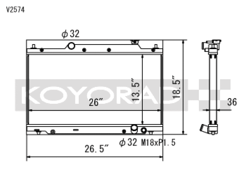 Koyo 02-05 Honda Civic Si 2.0L EP3 (MT) Radiator-Radiators-Grocery Getter Performance