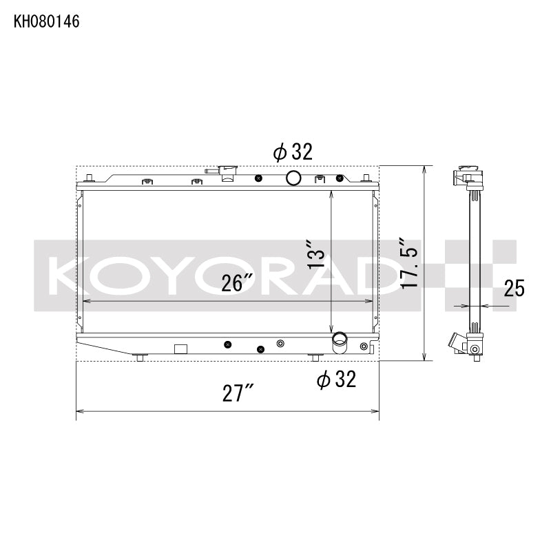Koyo 88-91 Honda Civic / CRX EF Chassis w/B-Series (Manual Transmission) All-Aluminum Radiator-Radiators-Grocery Getter Performance