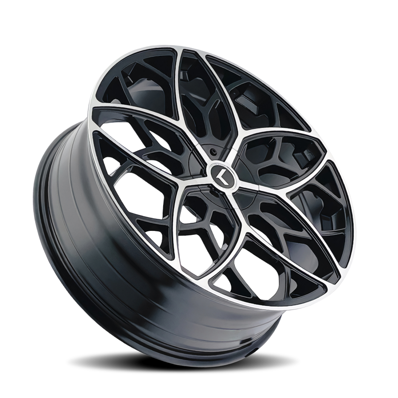 Kraze KR184 Ricochet 22x8.5 / 5x112/114.3 BP / 38mm Offset / 72.62mm Hub Gloss Black Machined Wheel-Wheels - Cast-Grocery Getter Performance