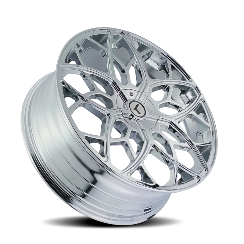 Kraze KR184 Ricochet 22x8.5 / 5x115/120 BP / 38mm Offset / 74.1mm Hub Chrome Wheel-Wheels - Cast-Grocery Getter Performance