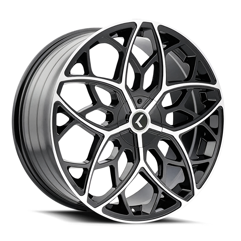 Kraze KR184 Ricochet 22x8.5 / 5x115/120 BP / 38mm Offset / 74.1mm Hub Gloss Black Machined Wheel-Wheels - Cast-Grocery Getter Performance