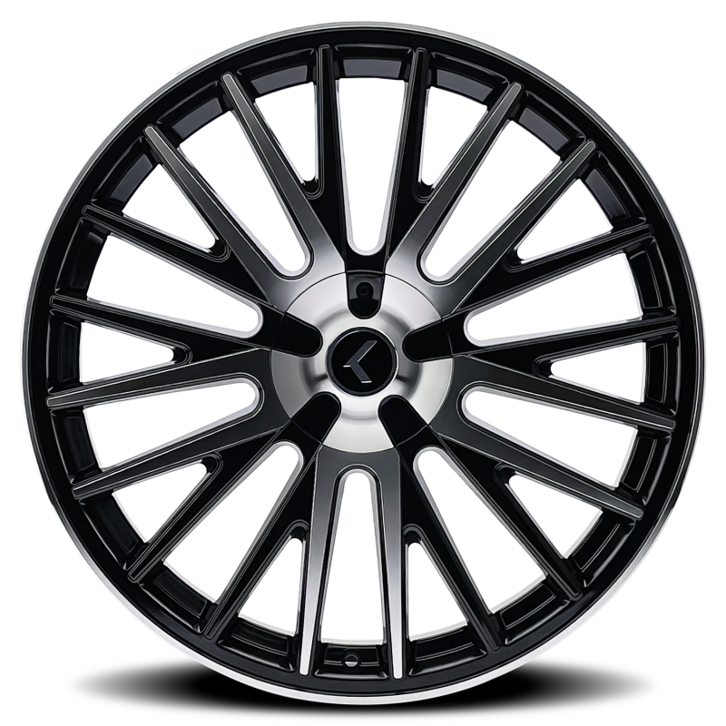 Kraze KR185 Double Down 22x8.5 / 5x112/114.3 BP / 38mm Offset / 73mm Hub Gloss Black Machined Wheel-Wheels - Cast-Grocery Getter Performance