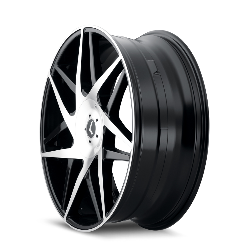 Kraze KR192 Phase 22x8.5 / 5x112/114.3 BP / 38mm Offset / 72.62mm Hub Gloss Black Machined Wheel-Wheels - Cast-Grocery Getter Performance
