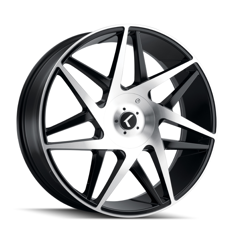 Kraze KR192 Phase 22x8.5 / 5x112/114.3 BP / 38mm Offset / 72.62mm Hub Gloss Black Machined Wheel-Wheels - Cast-Grocery Getter Performance