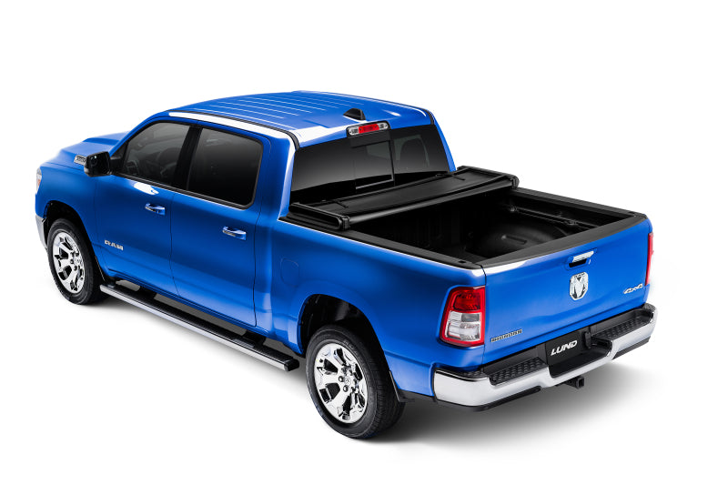 Lund 02-17 Dodge Ram 1500 (5.5ft. Bed) Genesis Elite Tri-Fold Tonneau Cover - Black-Tonneau Covers - Soft Fold-Grocery Getter Performance