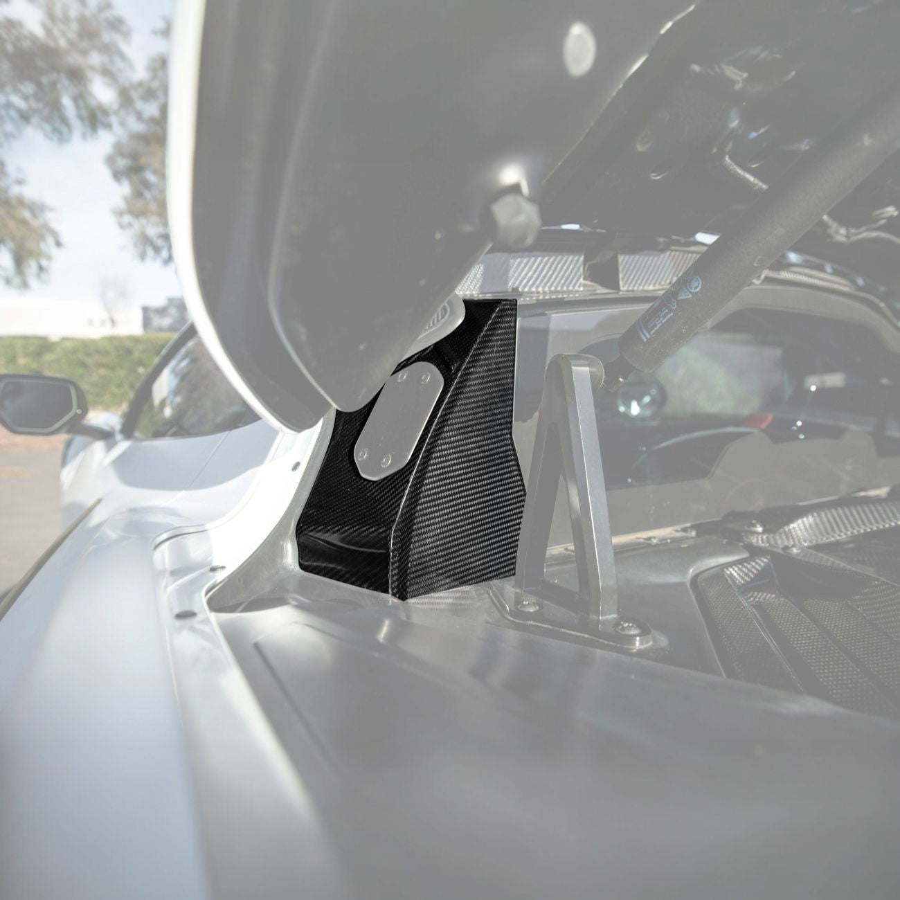 Corvette C8 Dry Carbon Fiber Rear Hatch Hinge Pillar Trim Cover Overlays