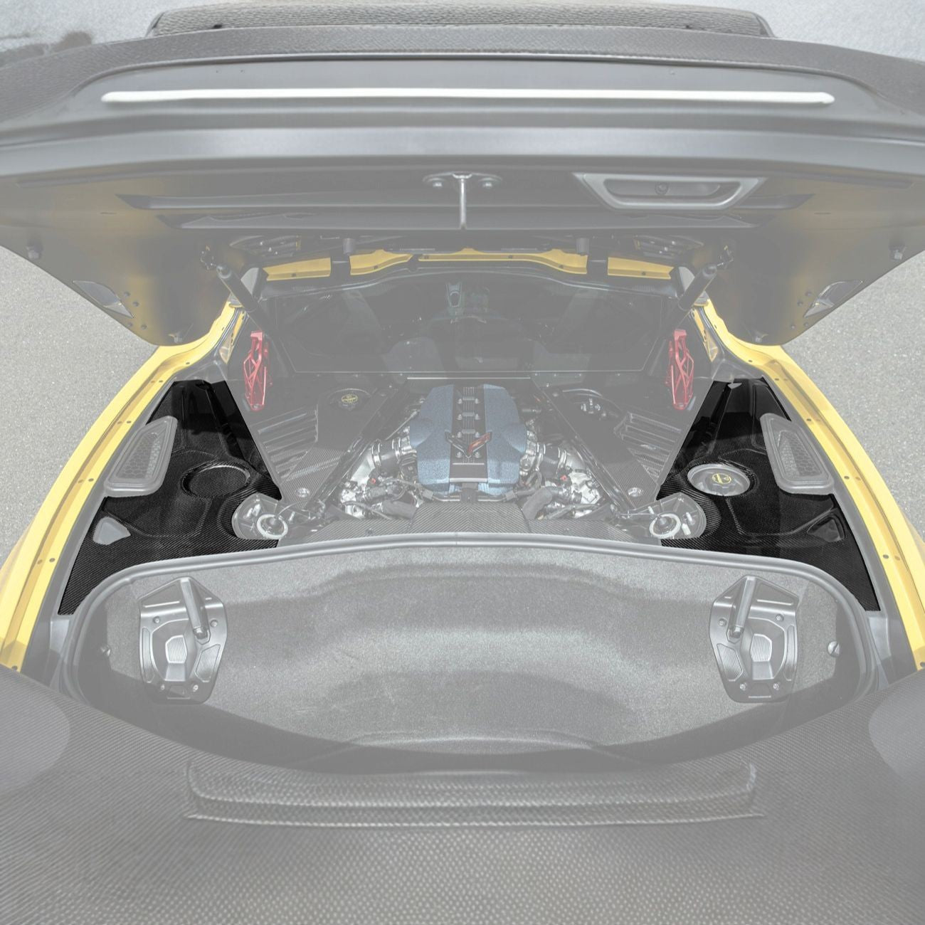 Corvette C8 Carbon Fiber 3-Piece Rear Engine Bay Cover Overlay Panel Set