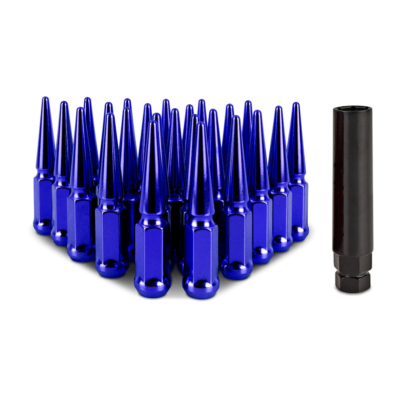 Mishimoto Mishimoto Steel Spiked Lug Nuts M14 x 1.5 24pc Set Blue-Lug Nuts-Grocery Getter Performance
