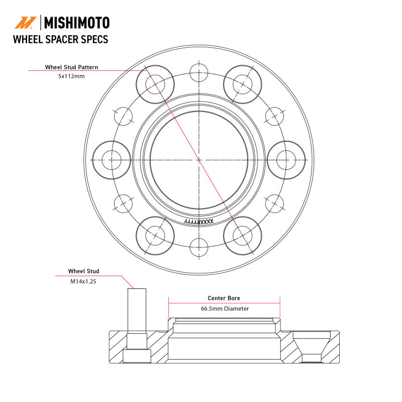 Mishimoto Wheel Spacers - 5x120 - 72.6 - 12 - M14 - Black-Wheel Spacers & Adapters-Grocery Getter Performance