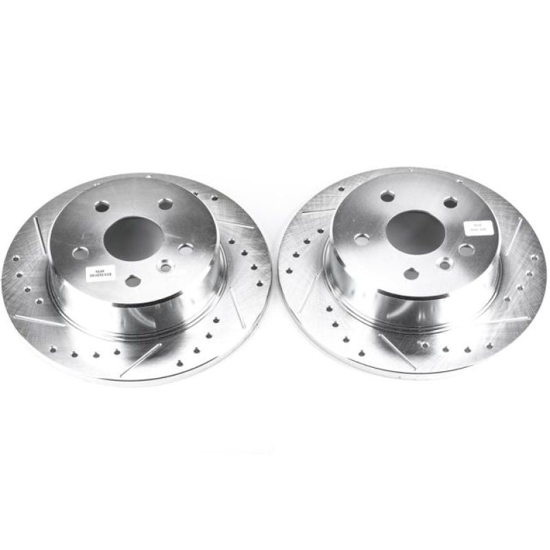 Power Stop 00-04 Toyota Avalon Rear Evolution Drilled & Slotted Rotors - Pair-Brake Rotors - Slot & Drilled-Grocery Getter Performance