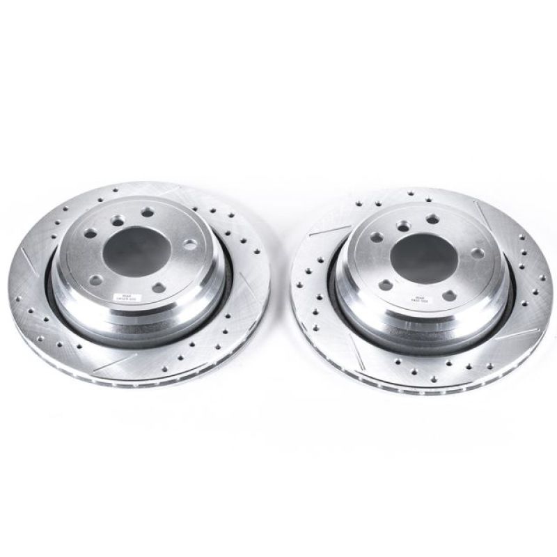 Power Stop 01-03 BMW 525i Rear Evolution Drilled & Slotted Rotors - Pair-Brake Rotors - Slot & Drilled-Grocery Getter Performance