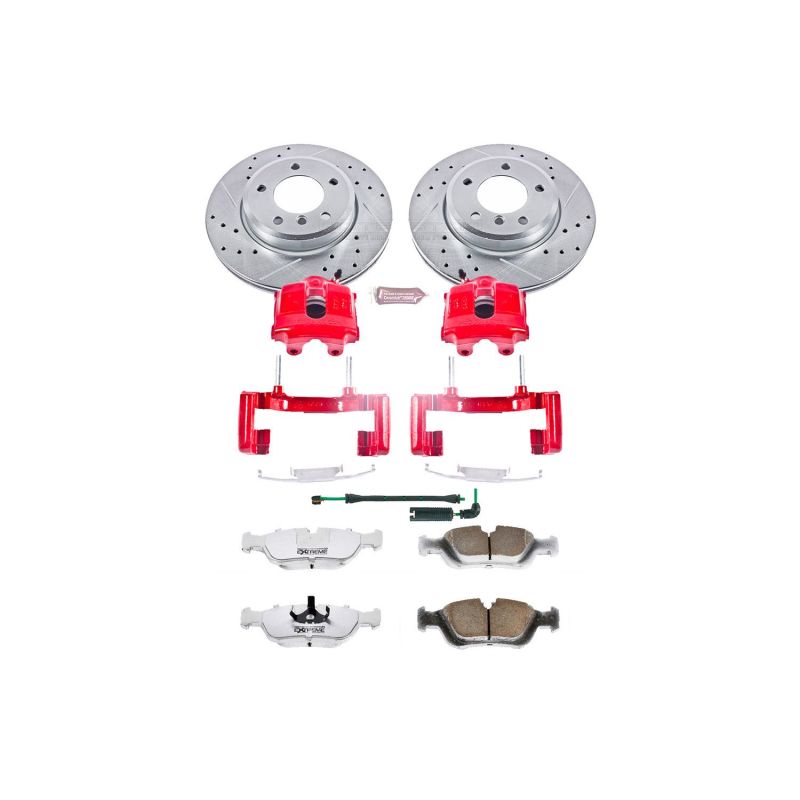 Power Stop 01-05 BMW 325xi Front Z26 Street Warrior Brake Kit w/Calipers-Brake Kits - Performance D&S-Grocery Getter Performance