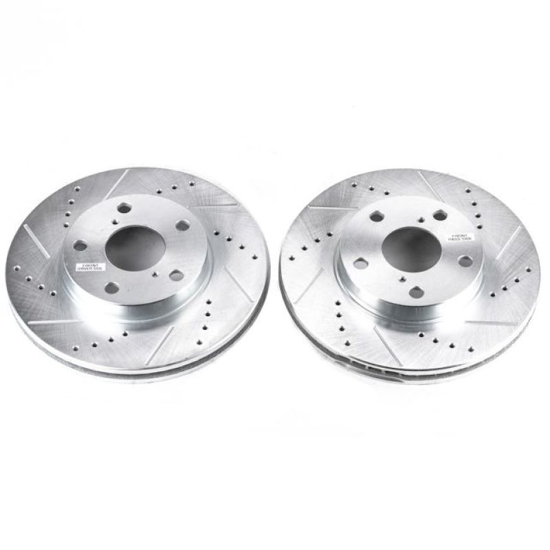 Power Stop 01-05 Toyota RAV4 Front Evolution Drilled & Slotted Rotors - Pair-Brake Rotors - Slot & Drilled-Grocery Getter Performance