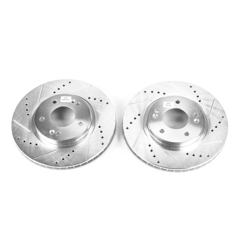 Power Stop 01-06 Hyundai Santa Fe Front Evolution Drilled & Slotted Rotors - Pair-Brake Rotors - Slot & Drilled-Grocery Getter Performance
