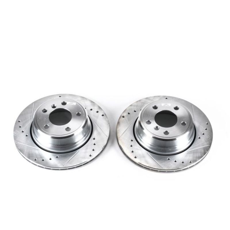 Power Stop 02-06 BMW X5 Rear Evolution Drilled & Slotted Rotors - Pair-Brake Rotors - Slot & Drilled-Grocery Getter Performance