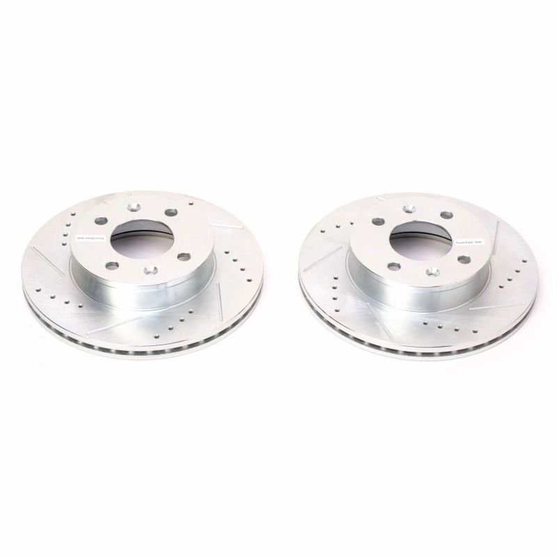 Power Stop 03-05 Hyundai Accent Front Evolution Drilled & Slotted Rotors - Pair-Brake Rotors - Slot & Drilled-Grocery Getter Performance