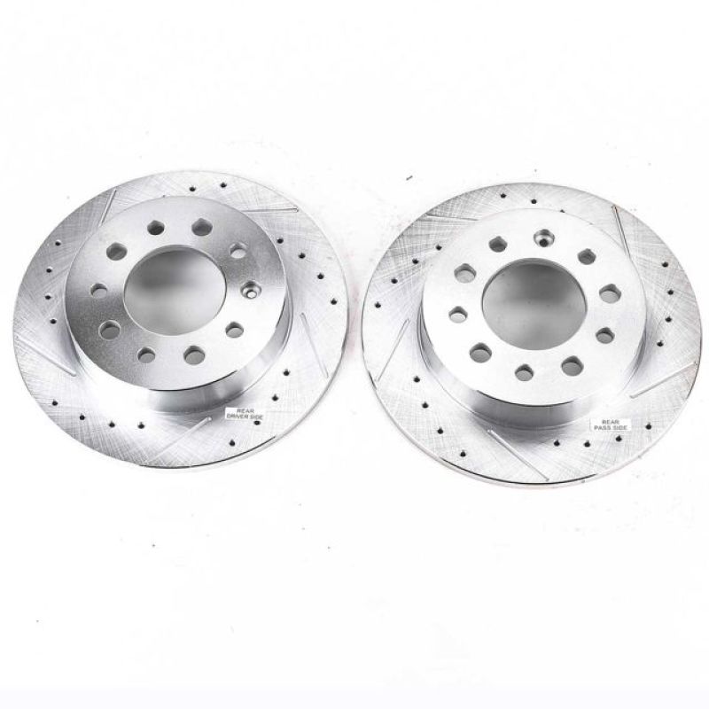 Power Stop 03-08 Hyundai Tiburon Rear Evolution Drilled & Slotted Rotors - Pair-Brake Rotors - Slot & Drilled-Grocery Getter Performance