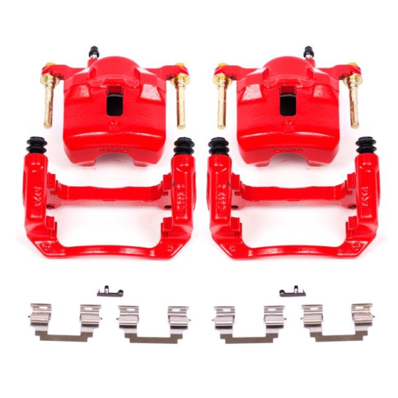 Power Stop 03-08 Pontiac Vibe Front Red Calipers w/Brackets - Pair-Brake Calipers - Perf-Grocery Getter Performance