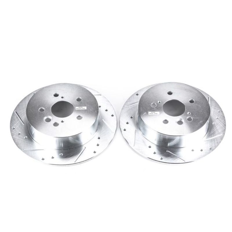 Power Stop 04-05 Toyota RAV4 Rear Evolution Drilled & Slotted Rotors - Pair-Brake Rotors - Slot & Drilled-Grocery Getter Performance
