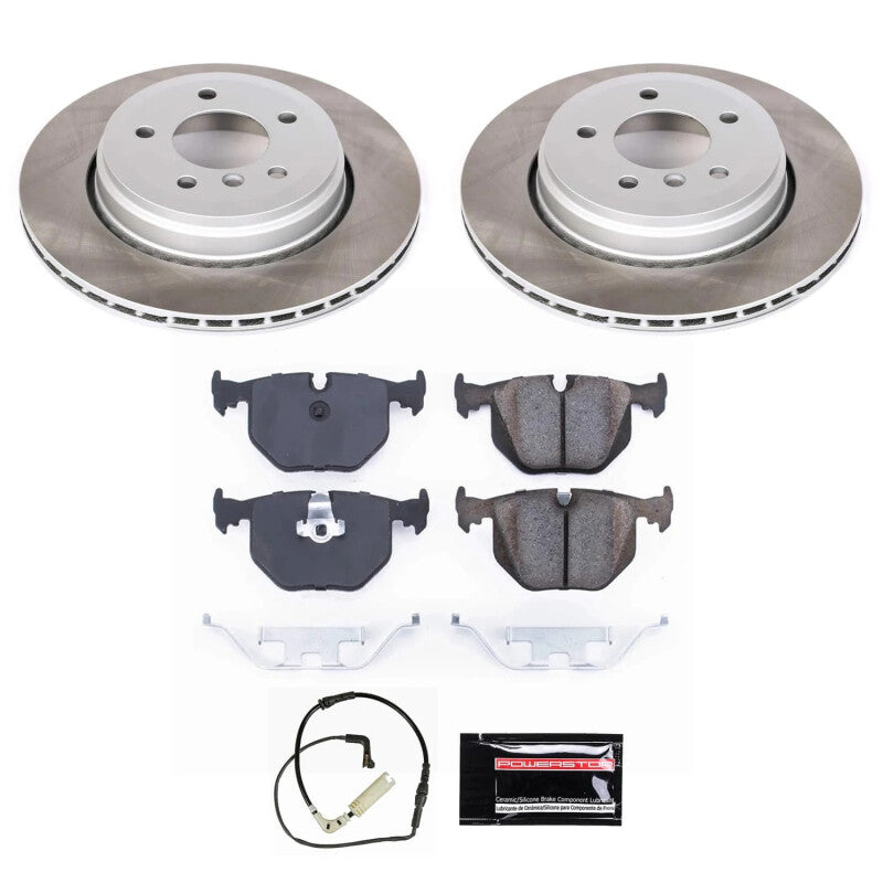 Power Stop 04-07 BMW 530i Rear Semi-Coated Rotor Kit-Brake Kits - Performance Blank-Grocery Getter Performance