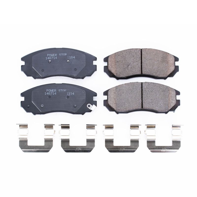 Power Stop 04-08 Hyundai Tiburon Front Z17 Evolution Ceramic Brake Pads w/Hardware-Brake Pads - OE-Grocery Getter Performance