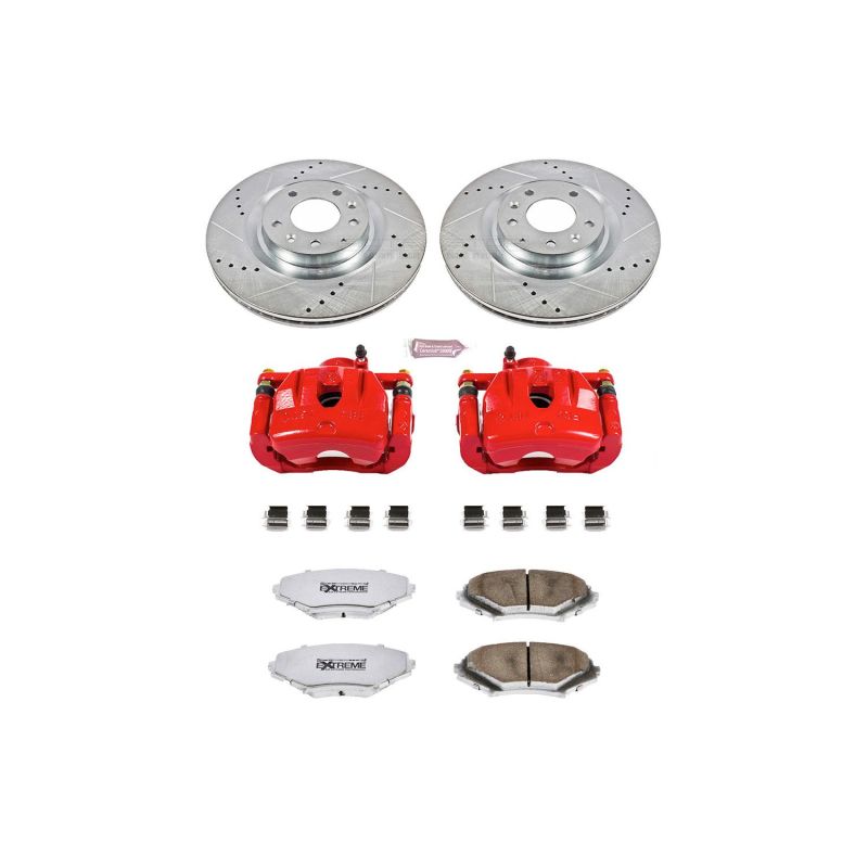 Power Stop 04-11 Mazda RX-8 Front Z26 Street Warrior Brake Kit w/Calipers-Brake Kits - Performance D&S-Grocery Getter Performance