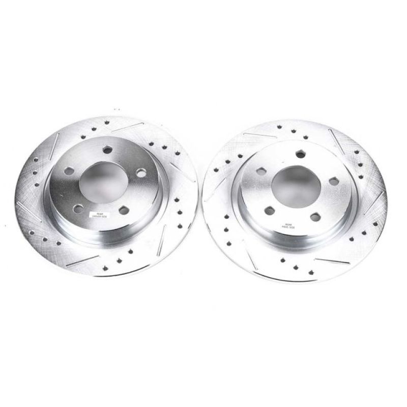 Power Stop 04-13 Mazda 3 Rear Evolution Drilled & Slotted Rotors - Pair-Brake Rotors - Slot & Drilled-Grocery Getter Performance
