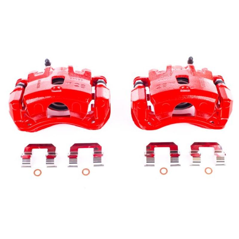 Power Stop 05-09 Hyundai Tucson Front Red Calipers w/Brackets - Pair-Brake Calipers - Perf-Grocery Getter Performance