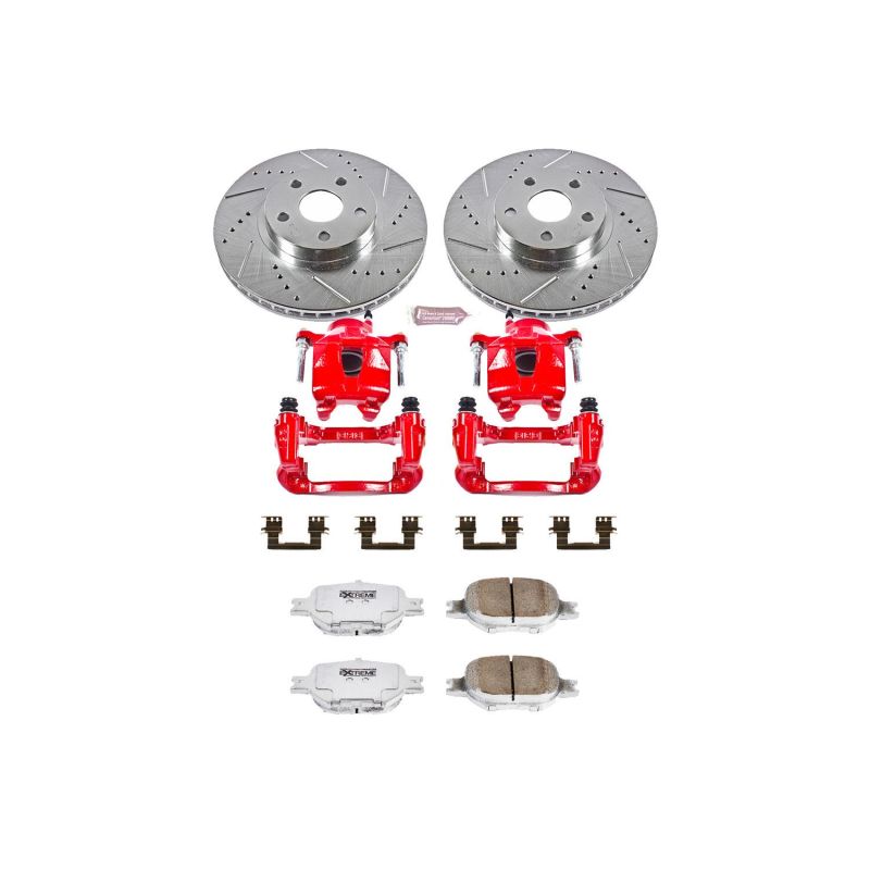 Power Stop 05-10 Scion tC Front Z26 Street Warrior Brake Kit w/Calipers-Brake Kits - Performance D&S-Grocery Getter Performance