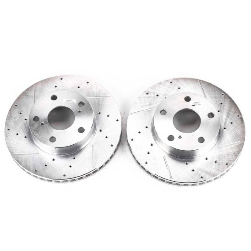 Power Stop 05-15 Toyota Tacoma Front Evolution Drilled & Slotted Rotors - Pair-Brake Rotors - Slot & Drilled-Grocery Getter Performance