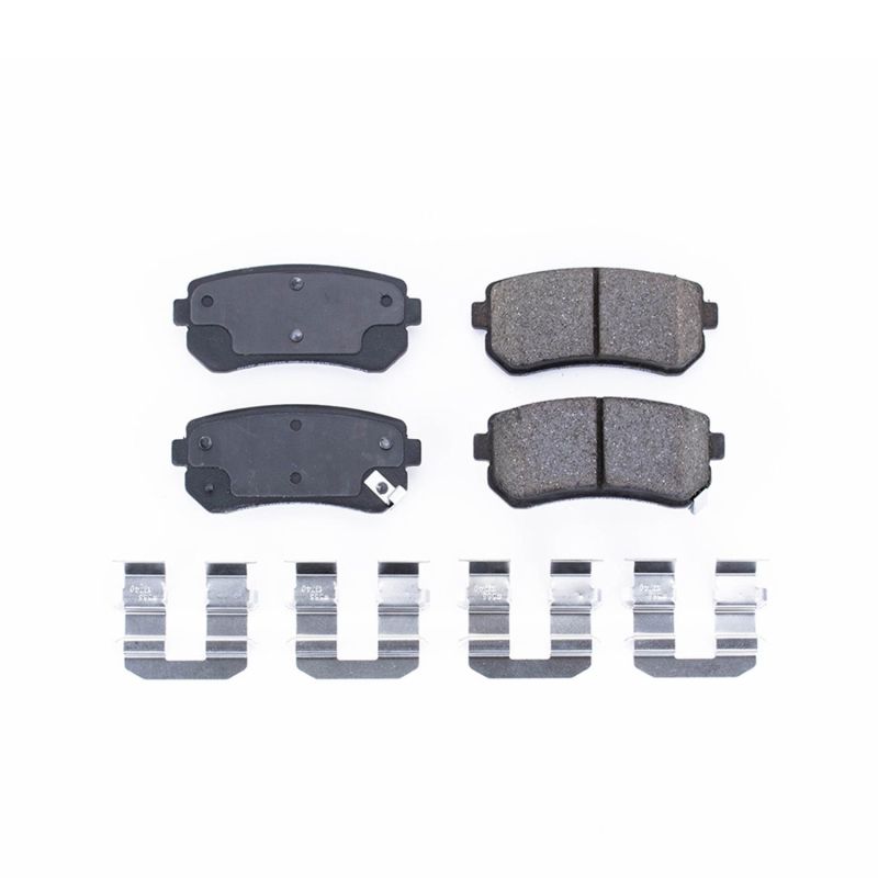 Power Stop 06-08 Hyundai Accent Rear Z17 Evolution Ceramic Brake Pads w/Hardware-Brake Pads - OE-Grocery Getter Performance