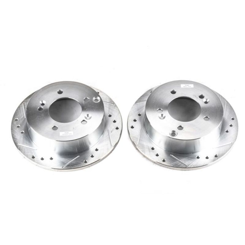Power Stop 06-10 Hyundai Sonata Rear Evolution Drilled & Slotted Rotors - Pair-Brake Rotors - Slot & Drilled-Grocery Getter Performance