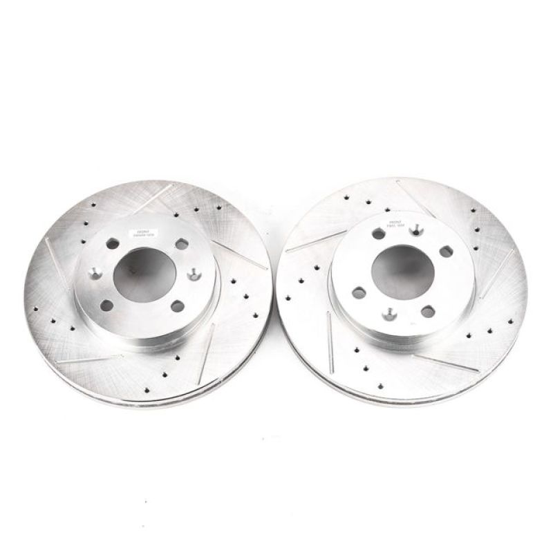 Power Stop 06-11 Hyundai Accent Front Evolution Drilled & Slotted Rotors - Pair-Brake Rotors - Slot & Drilled-Grocery Getter Performance
