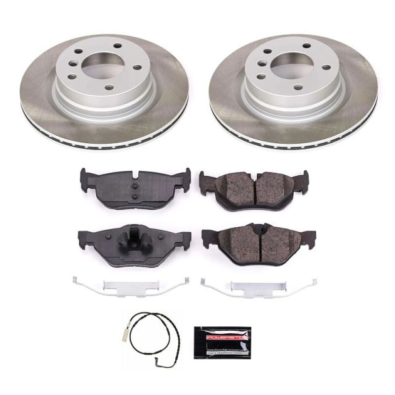 Power Stop 07-10 BMW 328i Rear Semi-Coated Rotor Kit-Brake Kits - Performance Blank-Grocery Getter Performance