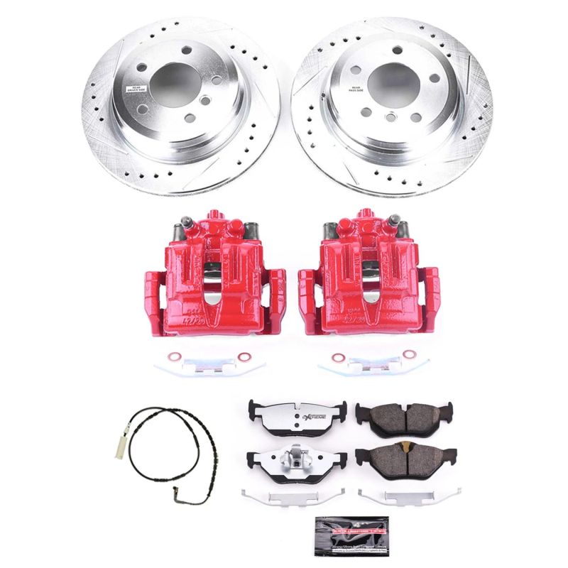 Power Stop 07-10 BMW 328i Rear Z26 Street Warrior Brake Kit w/Calipers-Brake Kits - Performance D&S-Grocery Getter Performance