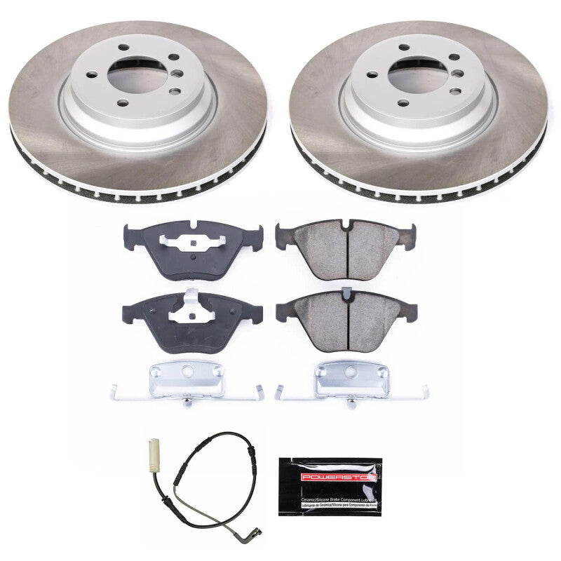 Power Stop 07-10 BMW 335i Front Semi-Coated Rotor Kit-Brake Kits - Performance Blank-Grocery Getter Performance