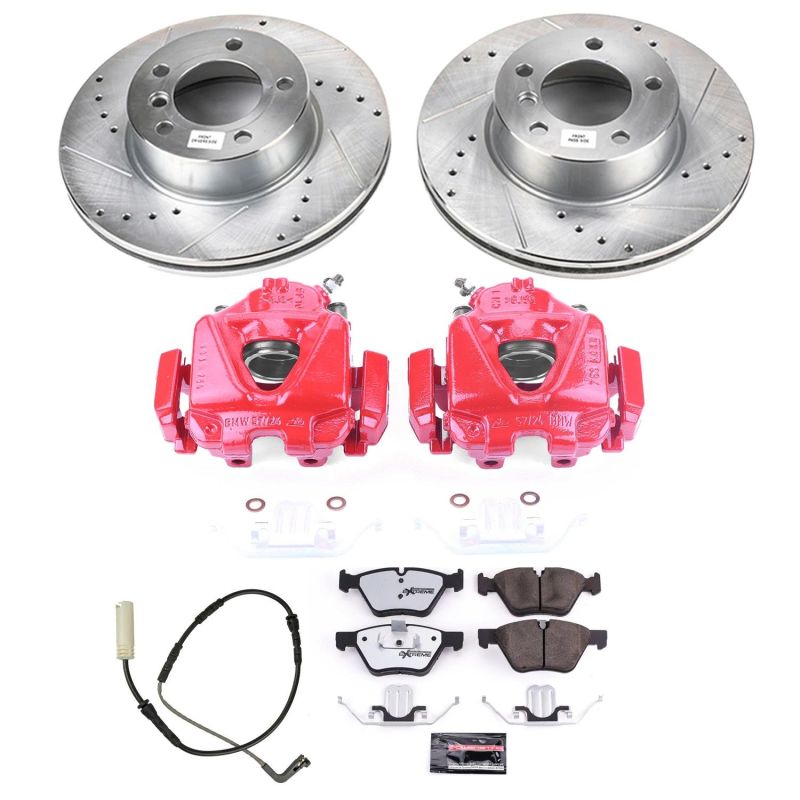 Power Stop 08-10 BMW 328i Front Z26 Street Warrior Brake Kit w/Calipers-Brake Kits - Performance D&S-Grocery Getter Performance