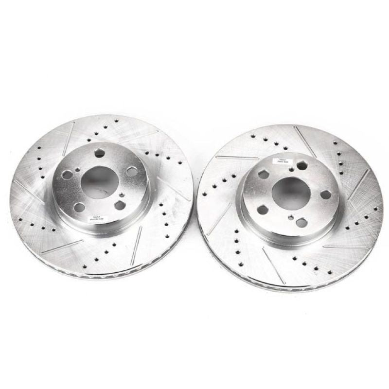 Power Stop 09-10 Pontiac Vibe Front Evolution Drilled & Slotted Rotors - Pair-Brake Rotors - Slot & Drilled-Grocery Getter Performance