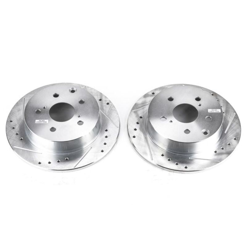 Power Stop 09-10 Pontiac Vibe Rear Evolution Drilled & Slotted Rotors - Pair-Brake Rotors - Slot & Drilled-Grocery Getter Performance